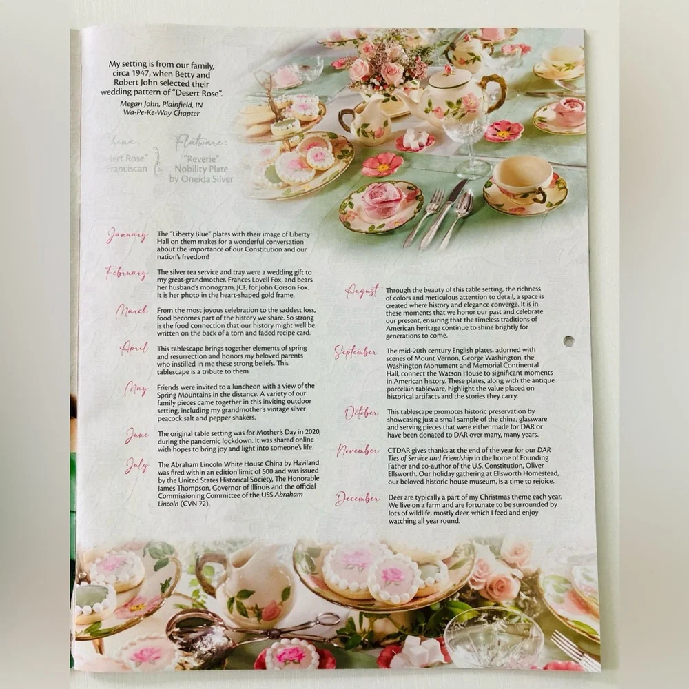 DAR Daughters of the American revolution 2025 Calendar NEW Collectible Tables